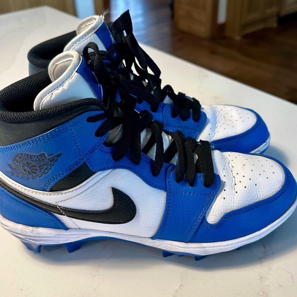 Nike Jordan 1 Mid TD Football Cleats Game Royal Blue Men's Size 7 FJ6805-104